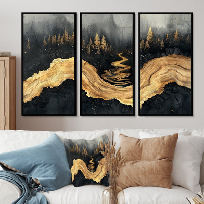 Forêt forêt de cristal onyx I - art mural forêt grand - 3 panneaux
