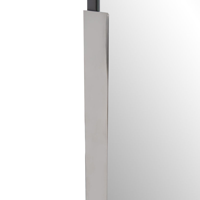 Dante Oval Stainless Steel Beveled Mirror, Stainless Steel