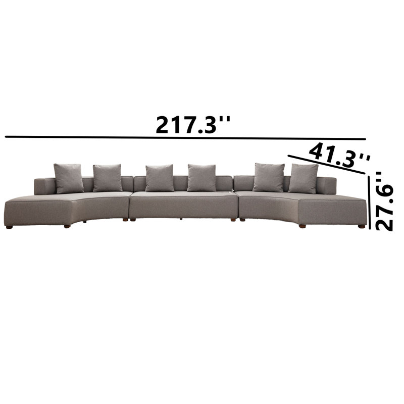 Upholstered Curved Sectional Symmetrical