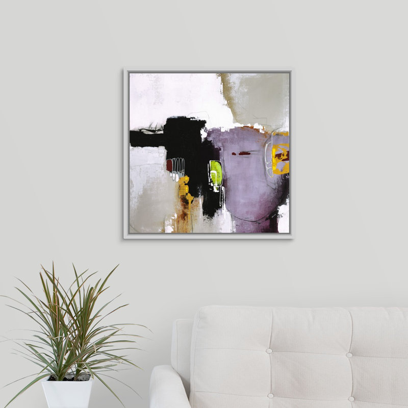 « ravi of trouble », peinture sur toile, H 21,7 po x l 21,7 po x P 1,75 po, Cadre flottant blanc