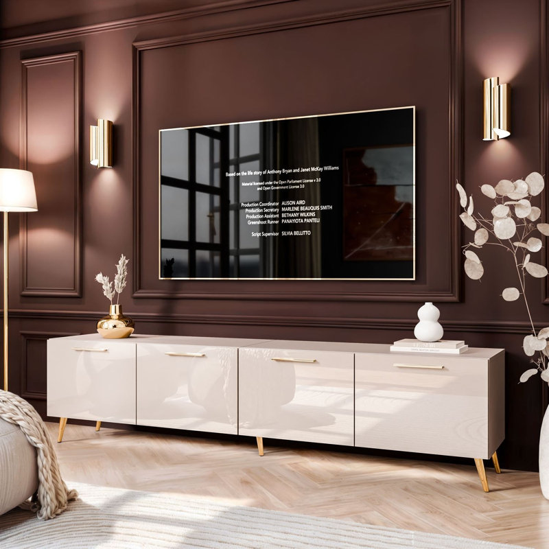 Unfinished TV Stand for TVs up to 60", Cashmere/Gold