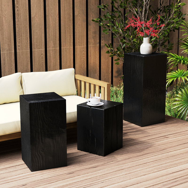 Table d'appoint empilable Retro Natural, Noir