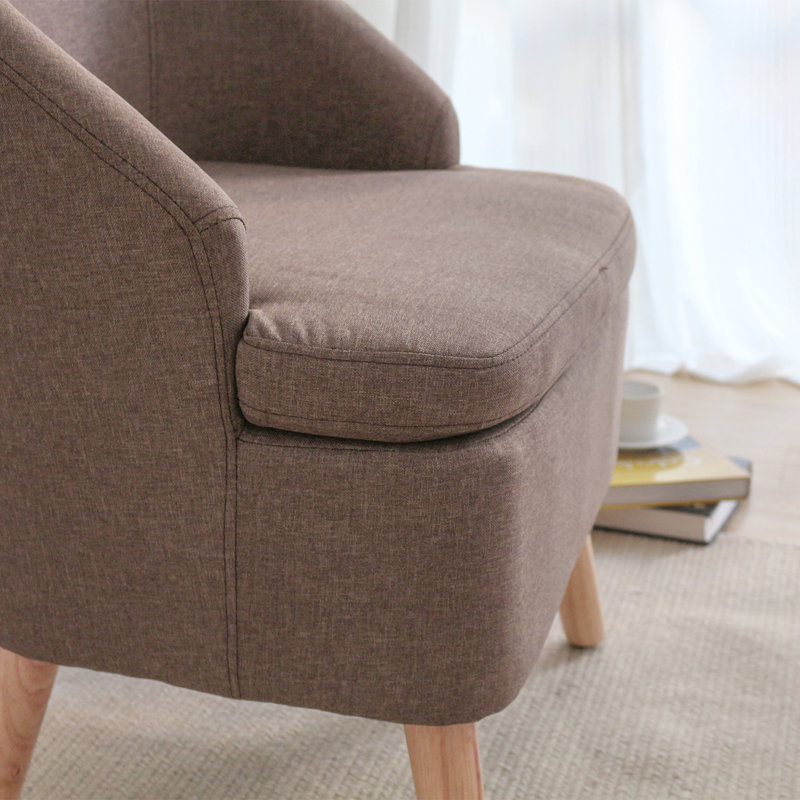 Fauteuil demi-tonneau de 22 po Emra, Mélange de lin brun