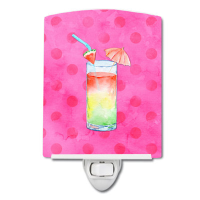 Umbrella Cocktail Polkadot Ceramic Night Light