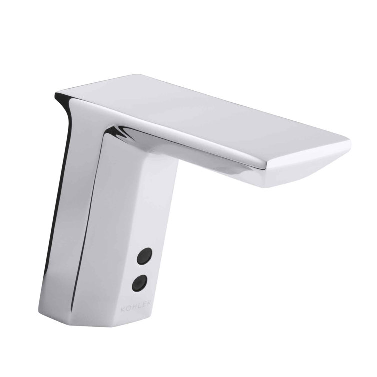 Geometric Single-Hole Touchless Dc-Powered Commercial Bathroom Sink Faucet with Insight Technology, Temperature Mixer and 6-3/4" Spout