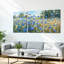 Bleu champ de bleuet, ensemble de 3 reproductions d'art sur toile tendue sur toile tendue pour salon-740414540