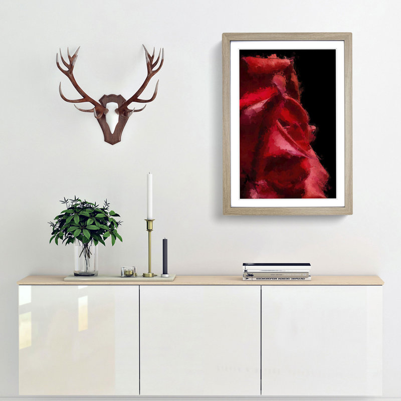 Petals of a Red Rose - Picture Frame Graphic Art Print, 36cm H x 27cm W x 2cm D, Oak Framed