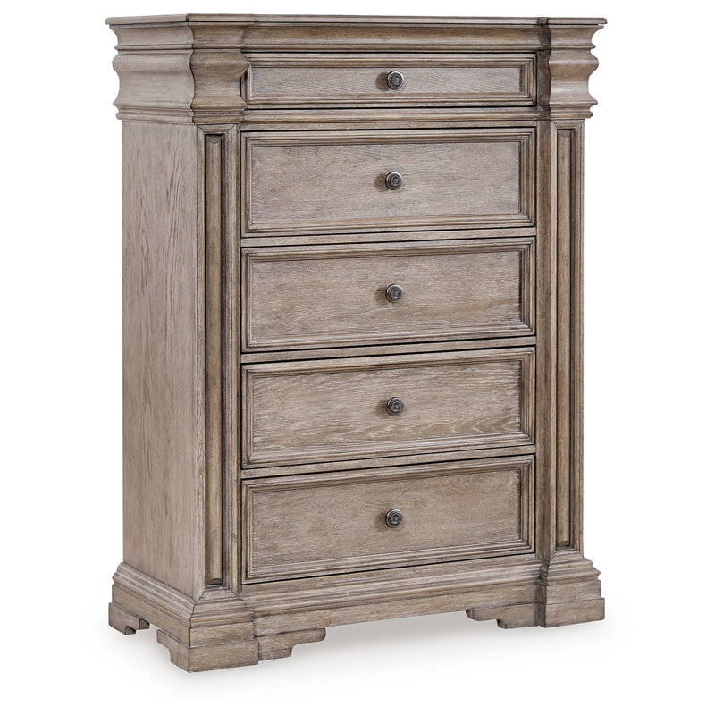 Traditional Brown 5-Drawer Chest with Dovetail and Ball Bearing Glides