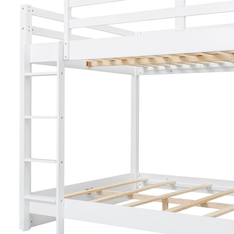 Lit superposé en bois blanc pour grand lit, pin et structure, utilisation durable, conception compacte pour lit à aire restreinte avec petite chambre solide et stable