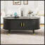Table basse ovale cannelée en bois 42,5 "-851632623