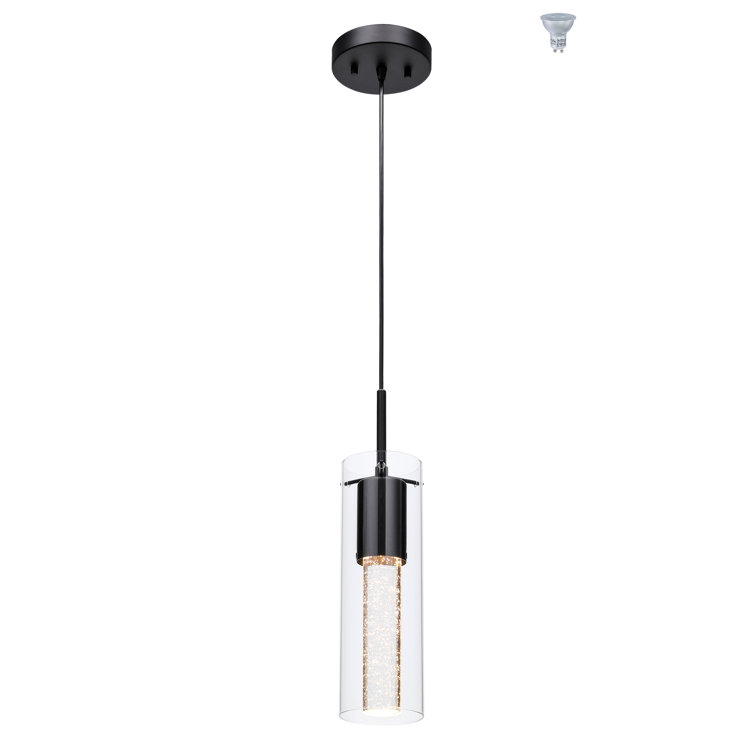 1 Light Mini Pendant Lights With Glass And Bubble Crystal, Modern Hanging With Led Bulb