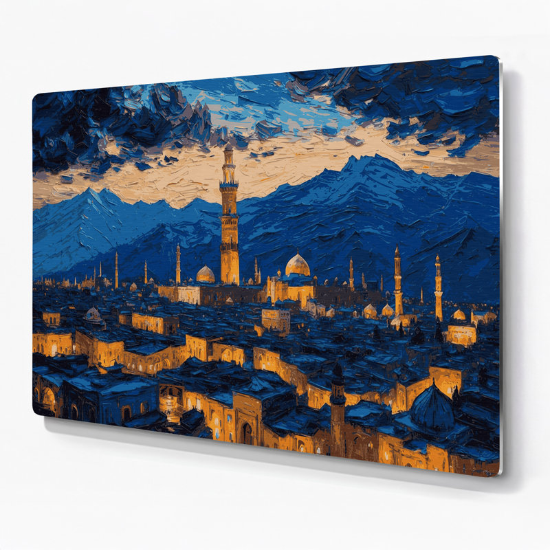 Cities Tehran Iran Blue Metal Wall Art, 11" H x 14" W