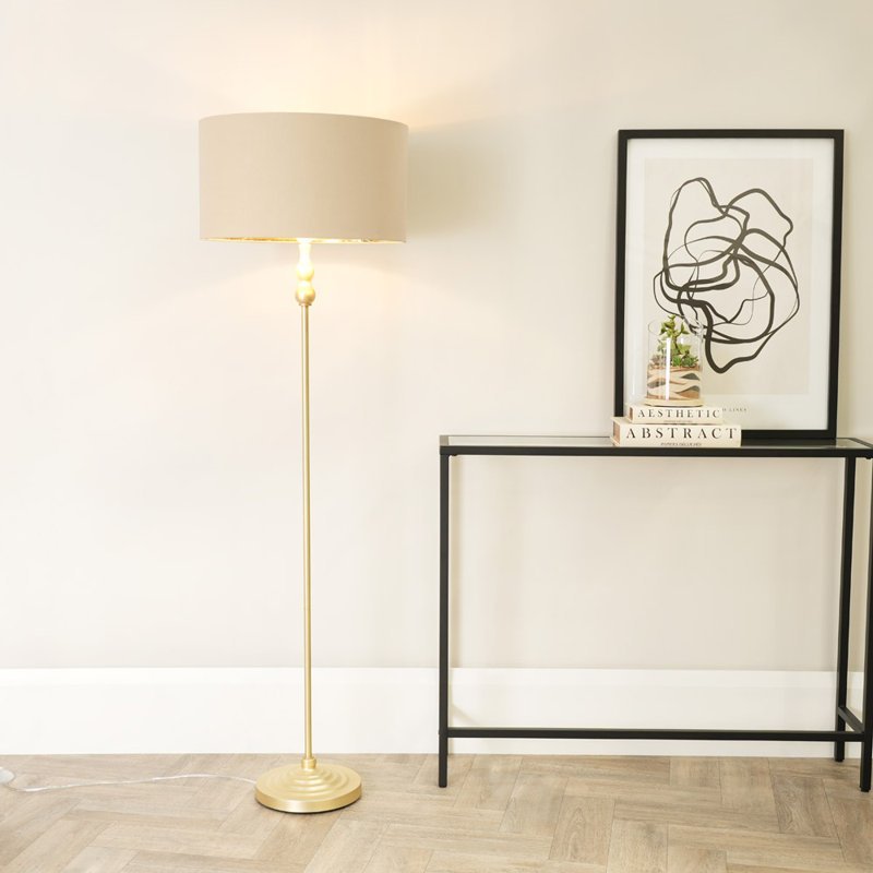 Reselva 151cm Traditional Floor Lamp, Gold, Beige