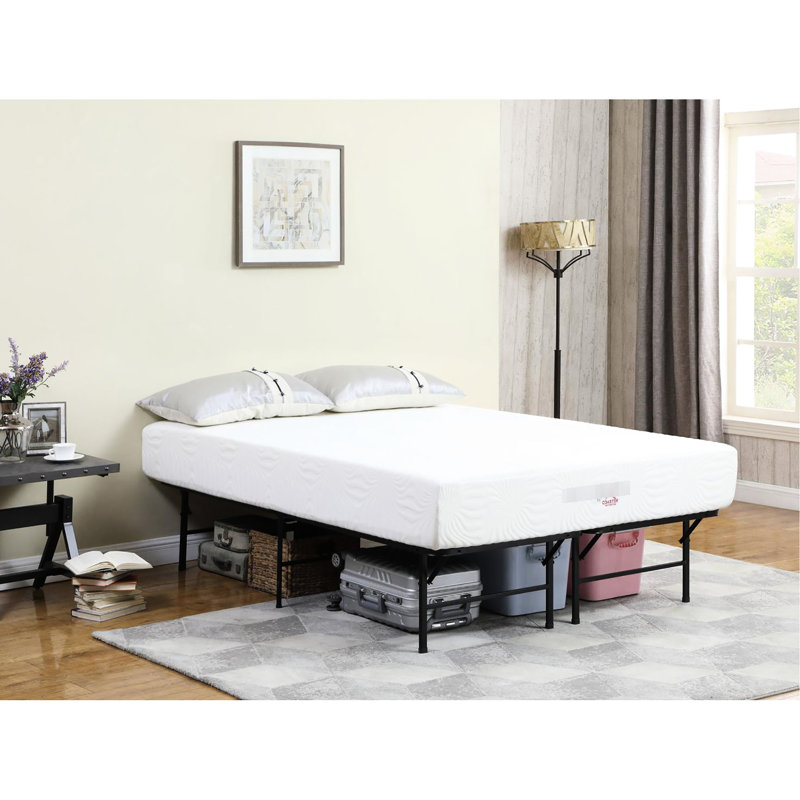 Structure de base de matelas grand noir, fabrication en acier robuste, support pliable en acier de gros calibre, noir, pour économiser de l'espace, levage de 750 lb
