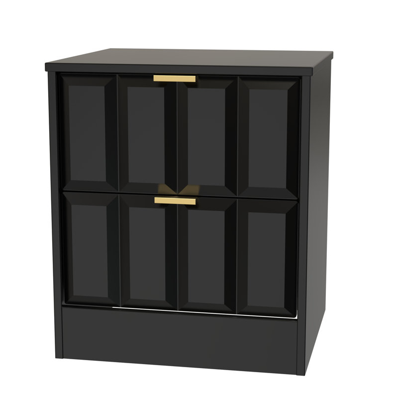 Doss 45cm W Manufactured Wood Bedside Table, Deep Black/Black Matt