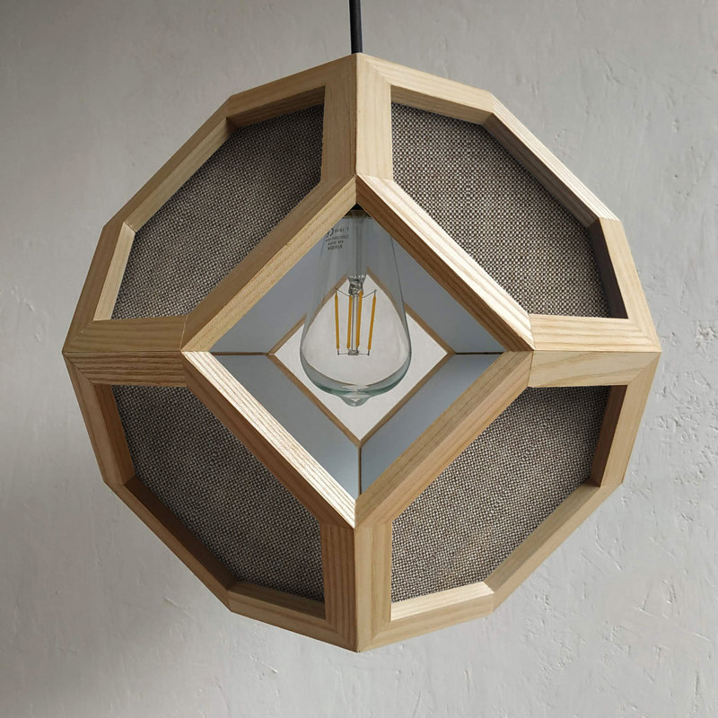 Chew 1 - Light Oil Geometric Pendant, Light Oak/Beige