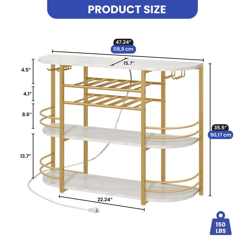 Luxury 47 Inch Bar Table with Outlet