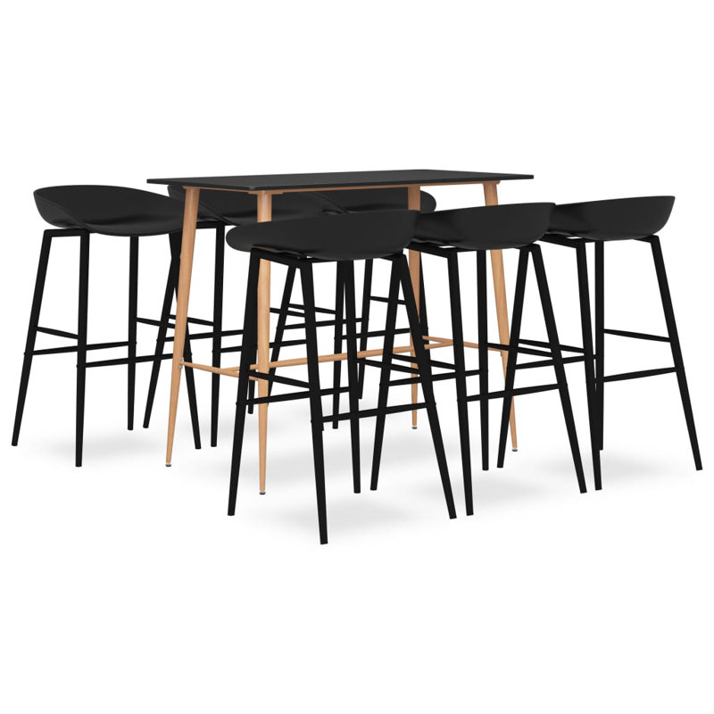 Barlow 6 - Person Dining Set, Black, Black