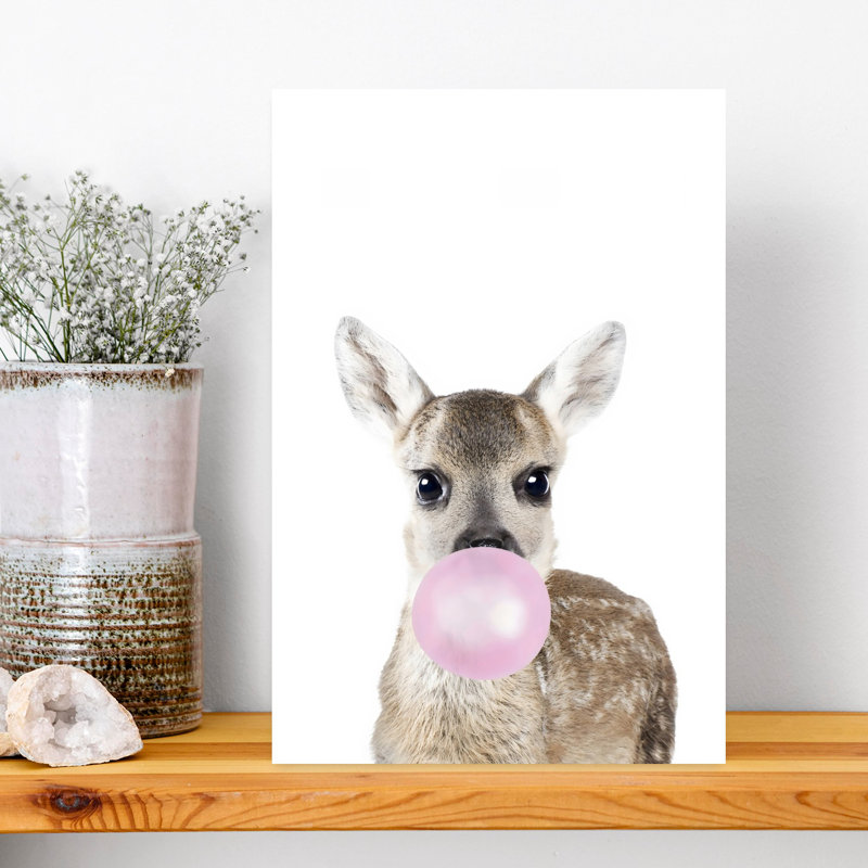 Art mural contemporain abstrait Bubblegum Deer, H 18 po x l 12 po