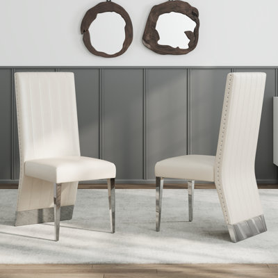 White Leather dining chairs