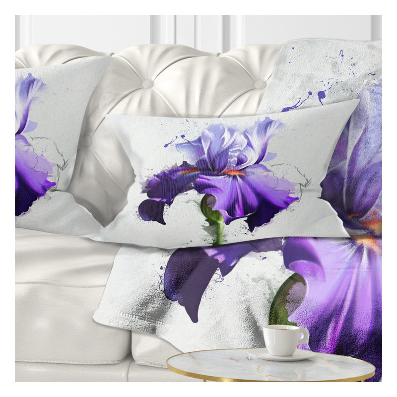Coussin lombaire floral à motif aquarelle