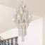 Lustre 32 po en chrome, 17 lumières pour cage d'escalier avec culot E12 - luminaire surdimensionné