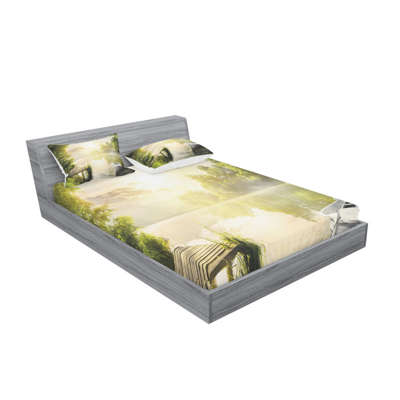Ensemble de draps Boat by The Foggy Lake, Ensemble de draps pour lit double avec un drap-hou