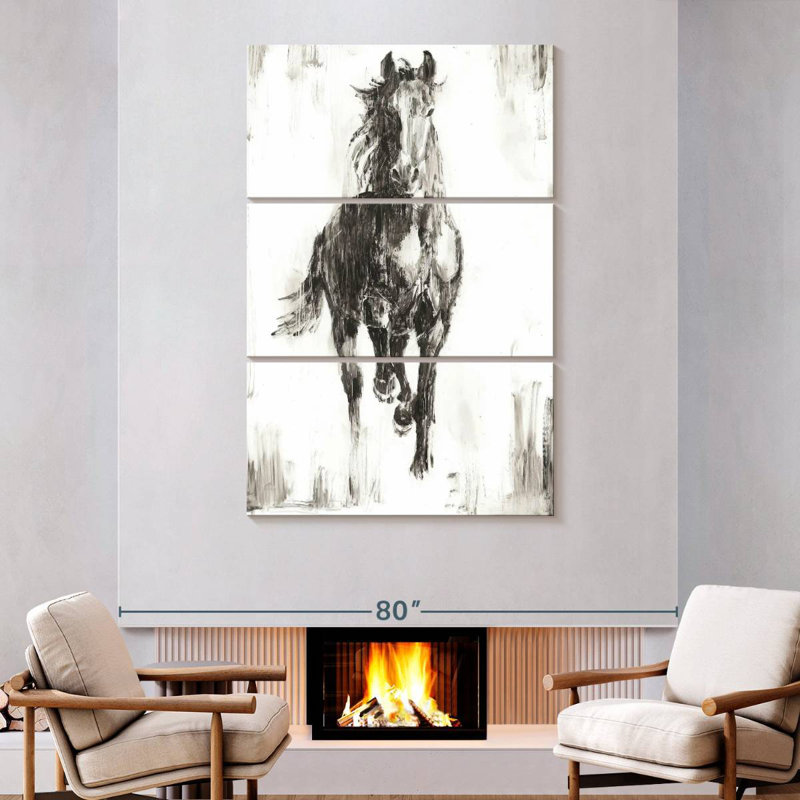 Brampt Rustic Black Stallion I, 74" H x 48" W