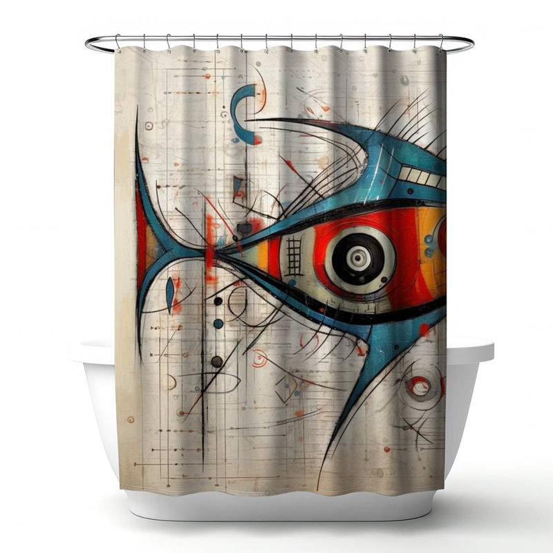 Shower Curtain AN523 – Polyester Shower Curtain, Dye Sublimation Print, 71" W × 74" L