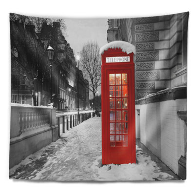 Tapisserie de cabine téléphonique rouge Cityscape