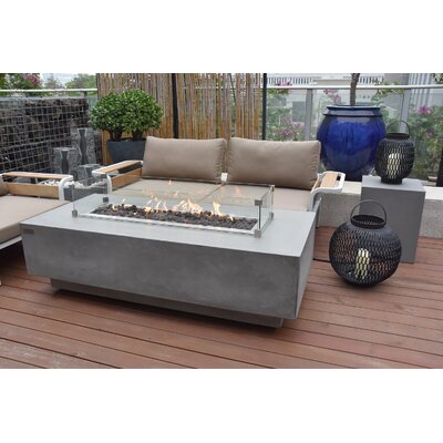 Elementi Granville 17'' H x 60'' W Concrete Outdoor Fire Pit Table ...