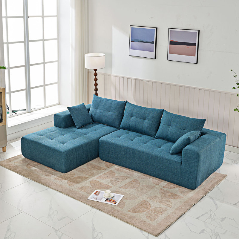 storage sofa /Living room sofa cozy sectional  sofa, Blue Linen