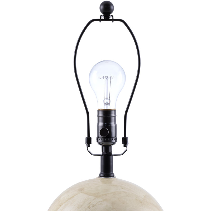Beige Ceramic Globe Table Lamp with Linen Shade