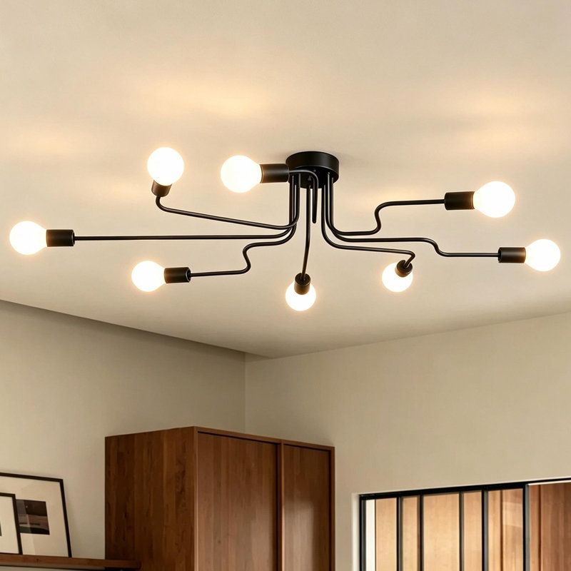 Plafonnier semi-encastré à 8 lumières