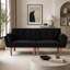 Canapé-lit double pliable noir 72 po, revêtement en velours doux, canapé confortable pour 2 personnes