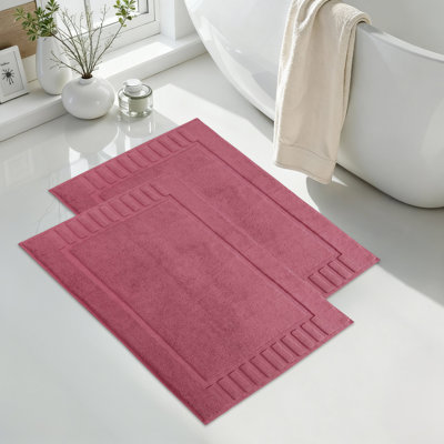Tapis de bain 100% coton à bordure géométrique et lavable - ensemble de 2