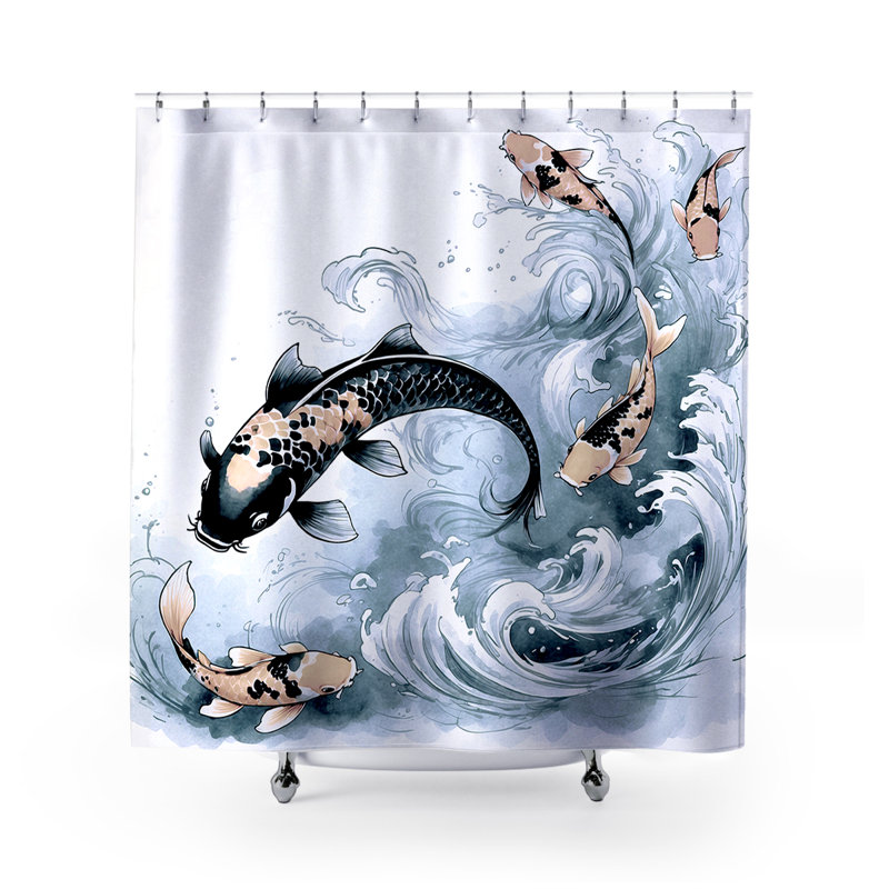 Rideau de douche Jino Koi, Beige