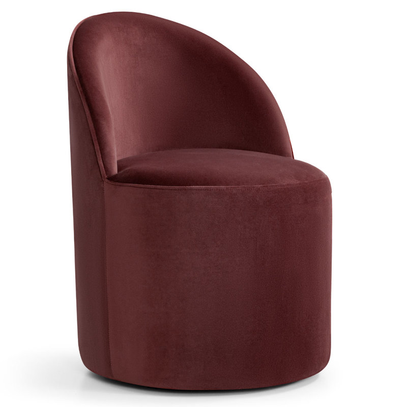 Chaise rembourrée entièrement assemblée en velours avec roulettes dissimulées, Bourgogne