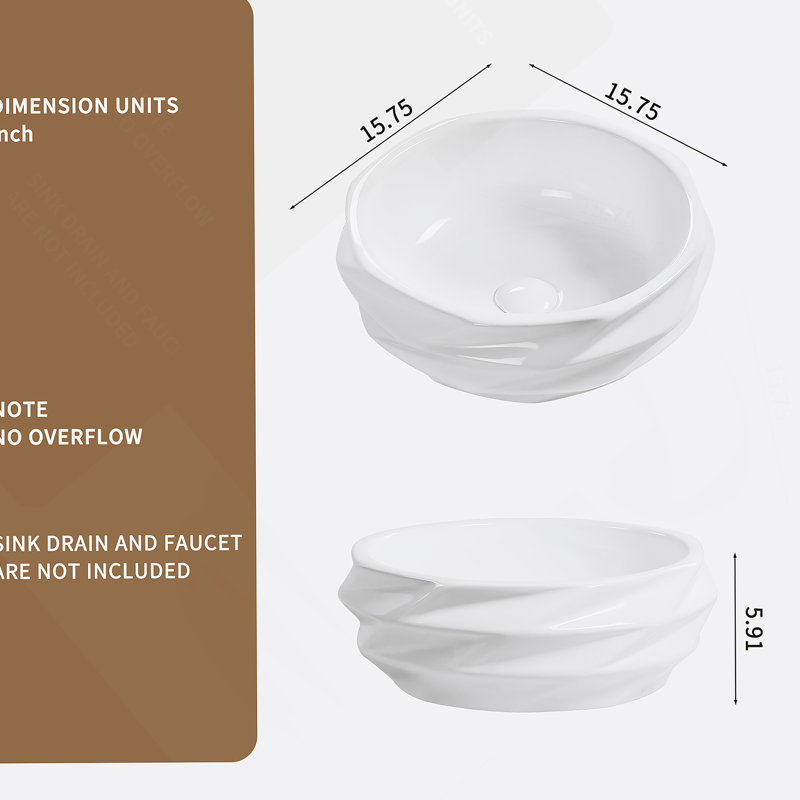 Round Ceramic Vessel Sink For Bathroom