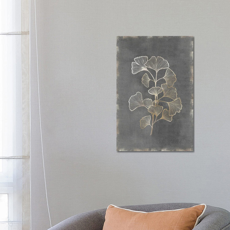 «Gilded Botanical II» par Eva Watts, impression sur toile tendue, H 26 po x l 18 po x 1,5 po