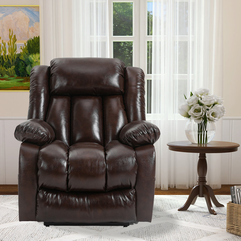 Naela Leather Recliner, Dual Motors, Heat and Massage, Lift for Eldery, Brown