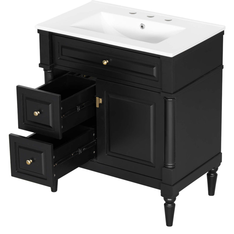 Meuble-lavabo 30 po avec lavabo, Noir