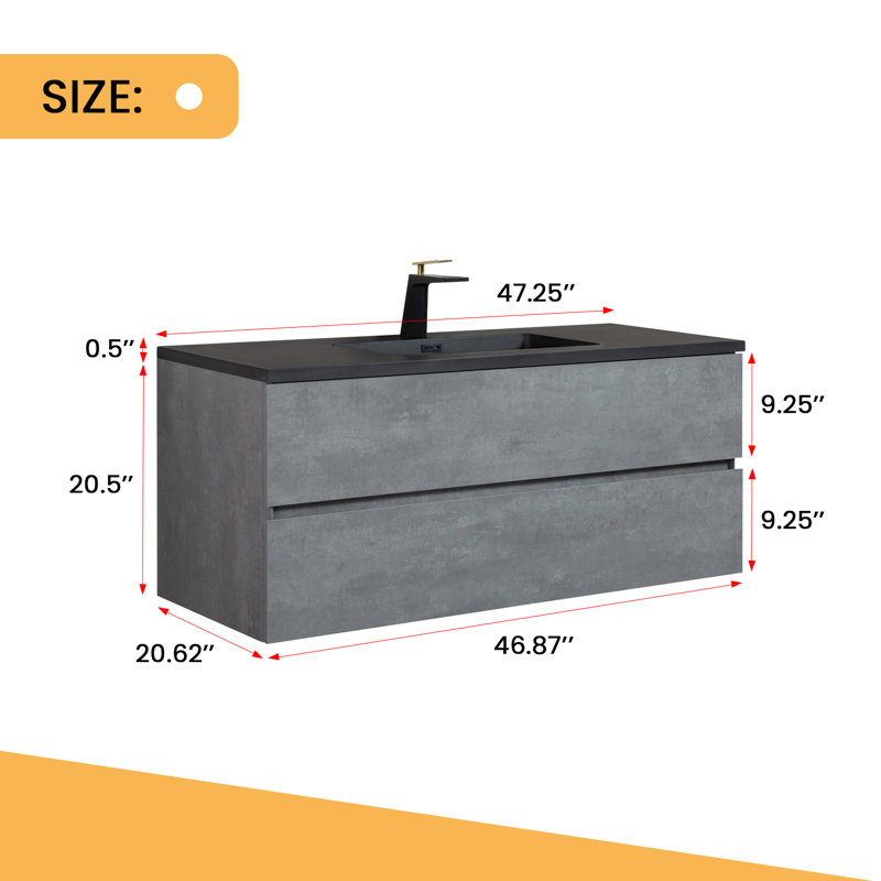 47.25'' Double Bathroom Vanity with Resin Top