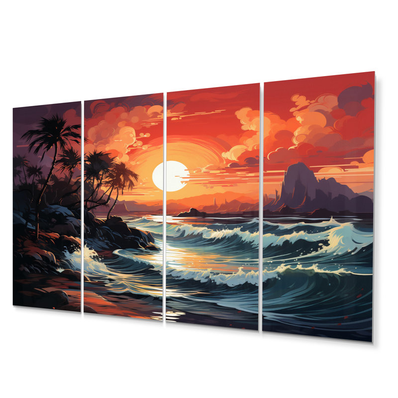 Ensemble de 4 décorations murales paradis tropical II