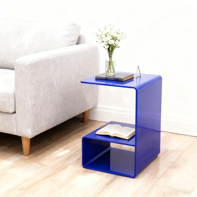 Table d'appoint à 3 niveaux en acrylique, table de bout moderne étroite, Bleu