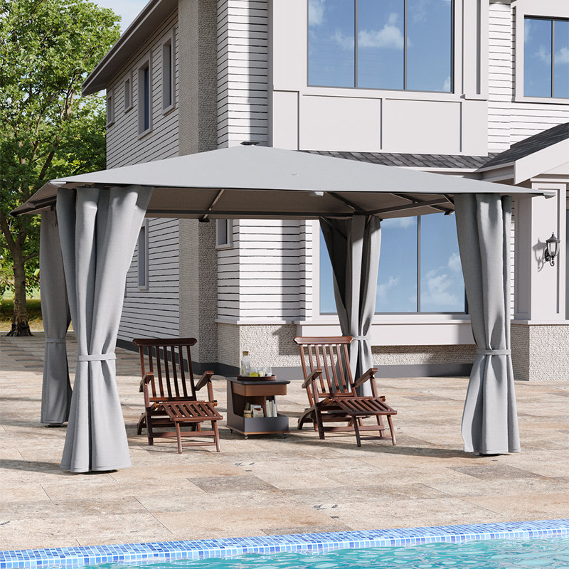 Steel Pergola, Gray, 260cm H x 400cm W x 400cm D