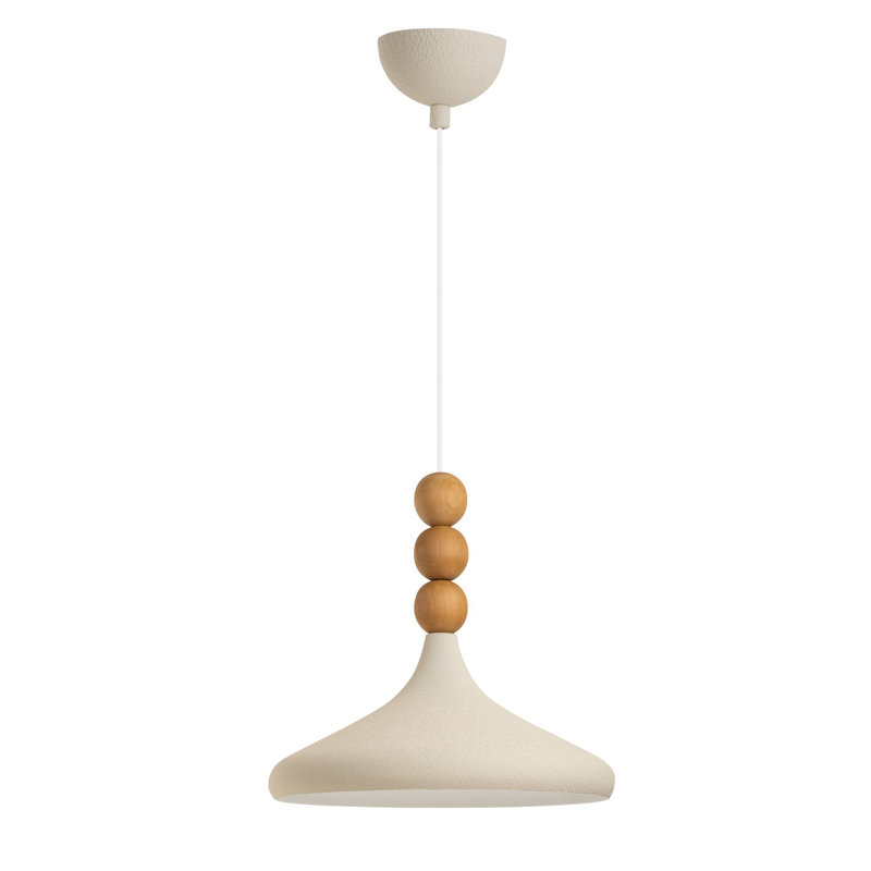 Lustre réglable moderne, finition crème et chêne, plaque de base 13,8 x 7,9 pouces | Corps en métal, hauteur: 10,6 à 45,7 pouces | Douille E27, 40 W maximum (ampoule non incluse) | Éclairage élégant pour la maison et le bureau