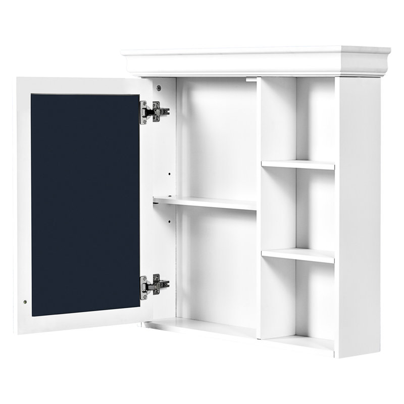 Armoire de rangement murale pour salle de bain 30 po x 28 po - Tablettes réglables blanches, organisées avec miroir, hauteurs de tablettes