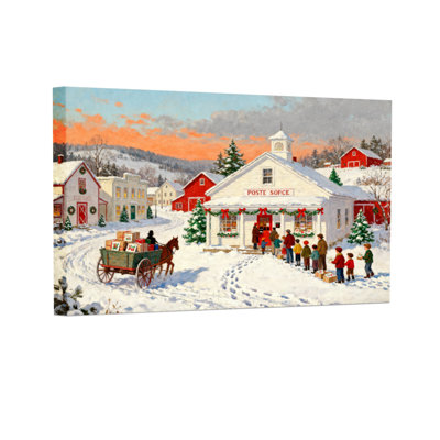 Ensemble de 3 reproductions d'art mural sur toile Christmas Winter Village