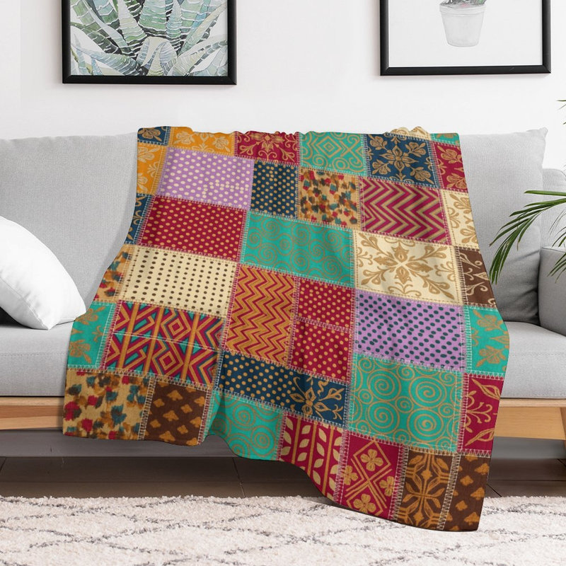 Jeté en flanelle Patchwork Quilt Patt, 40 po x 50 po